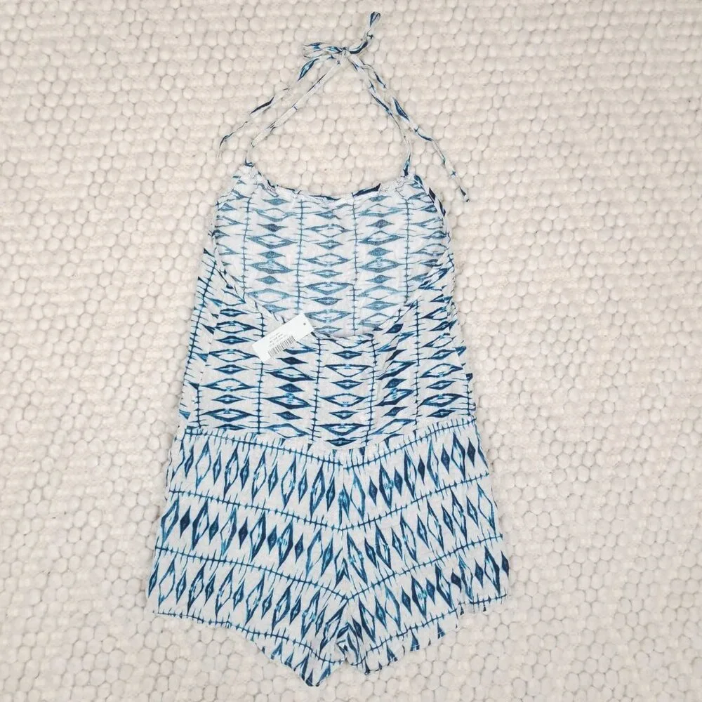 NWT Frankies Bikinis 8 Days a Week Dylan Romper Shibori Blue Sz Extra Small
